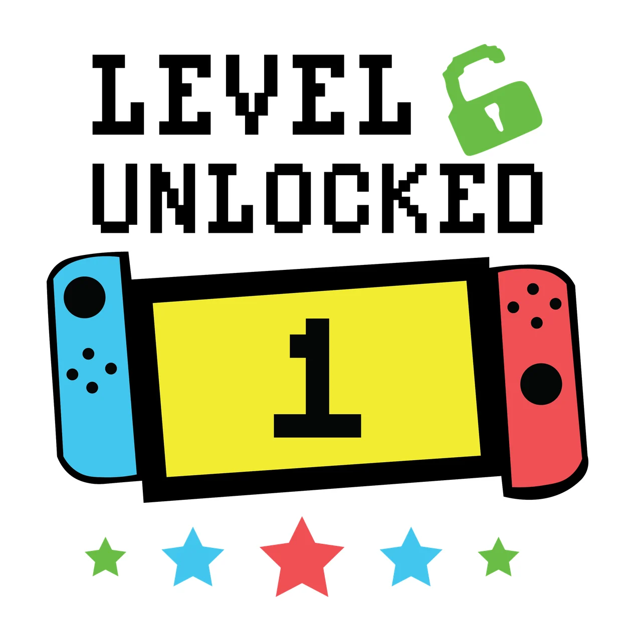 Level Unlocked Text With Open Lock And Simple icon banner stars