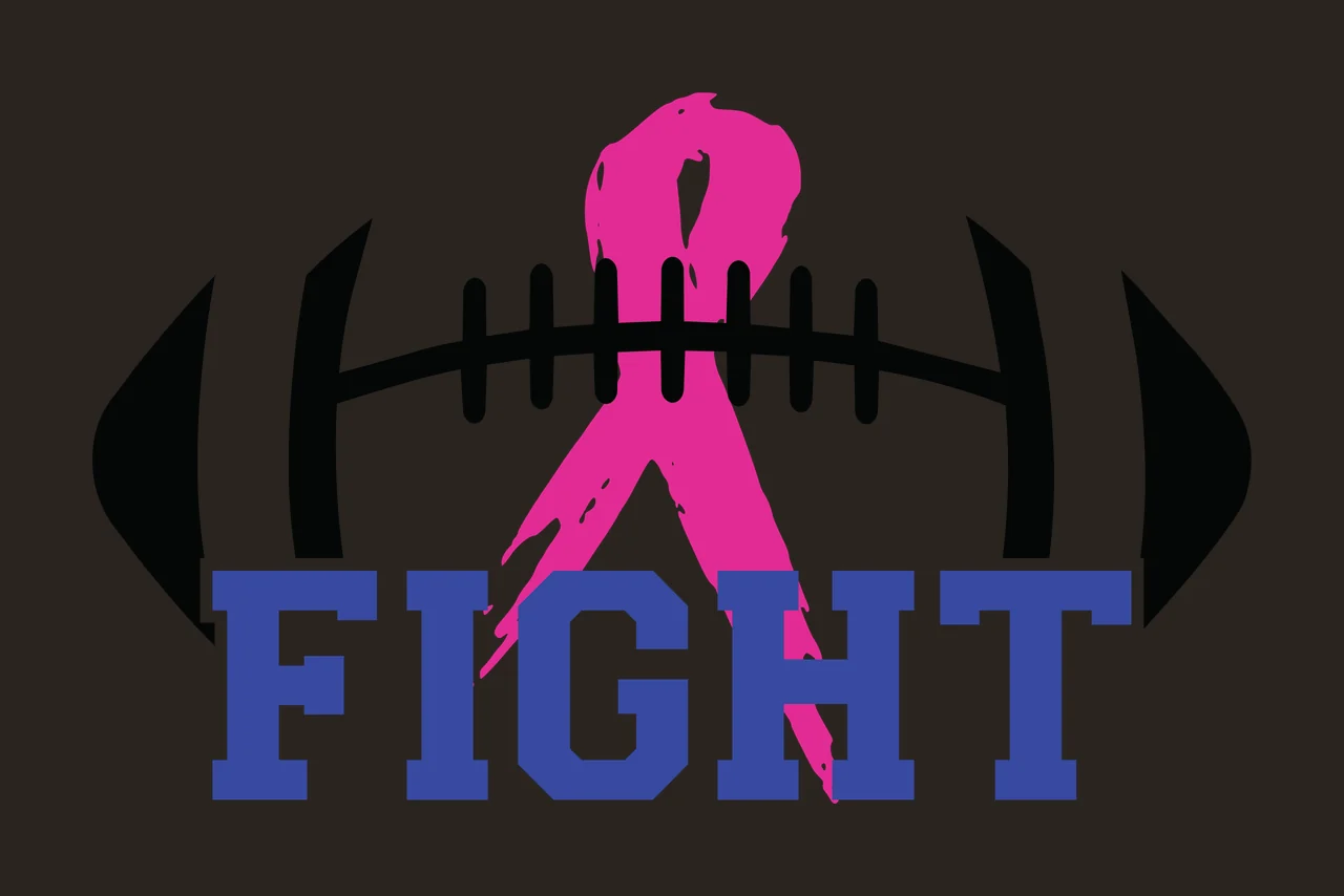 Awareness Fight Text With Ribbon And Football contrast preview thumbnail