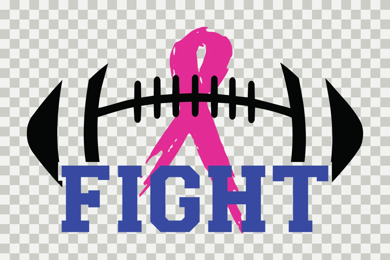 Awareness Fight Text With Ribbon And Football transparency and detail preview thumbnail