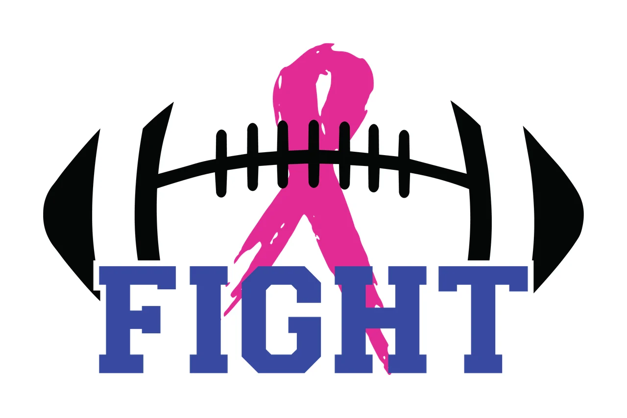 Awareness Fight Text With Ribbon And Football