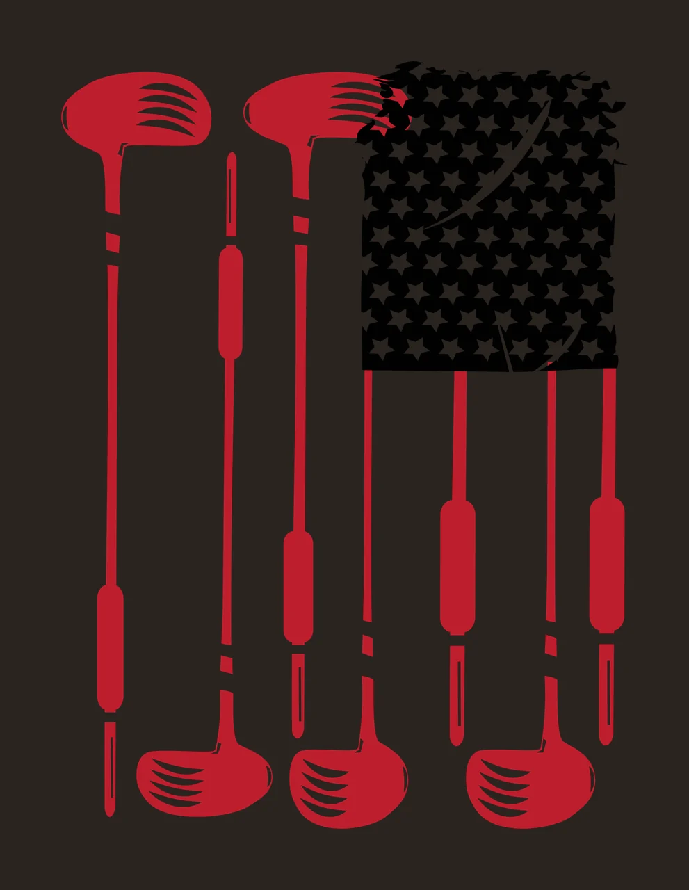 Golf Flag Clubs Arranged Vertically With A Star stars graphic contrast preview thumbnail