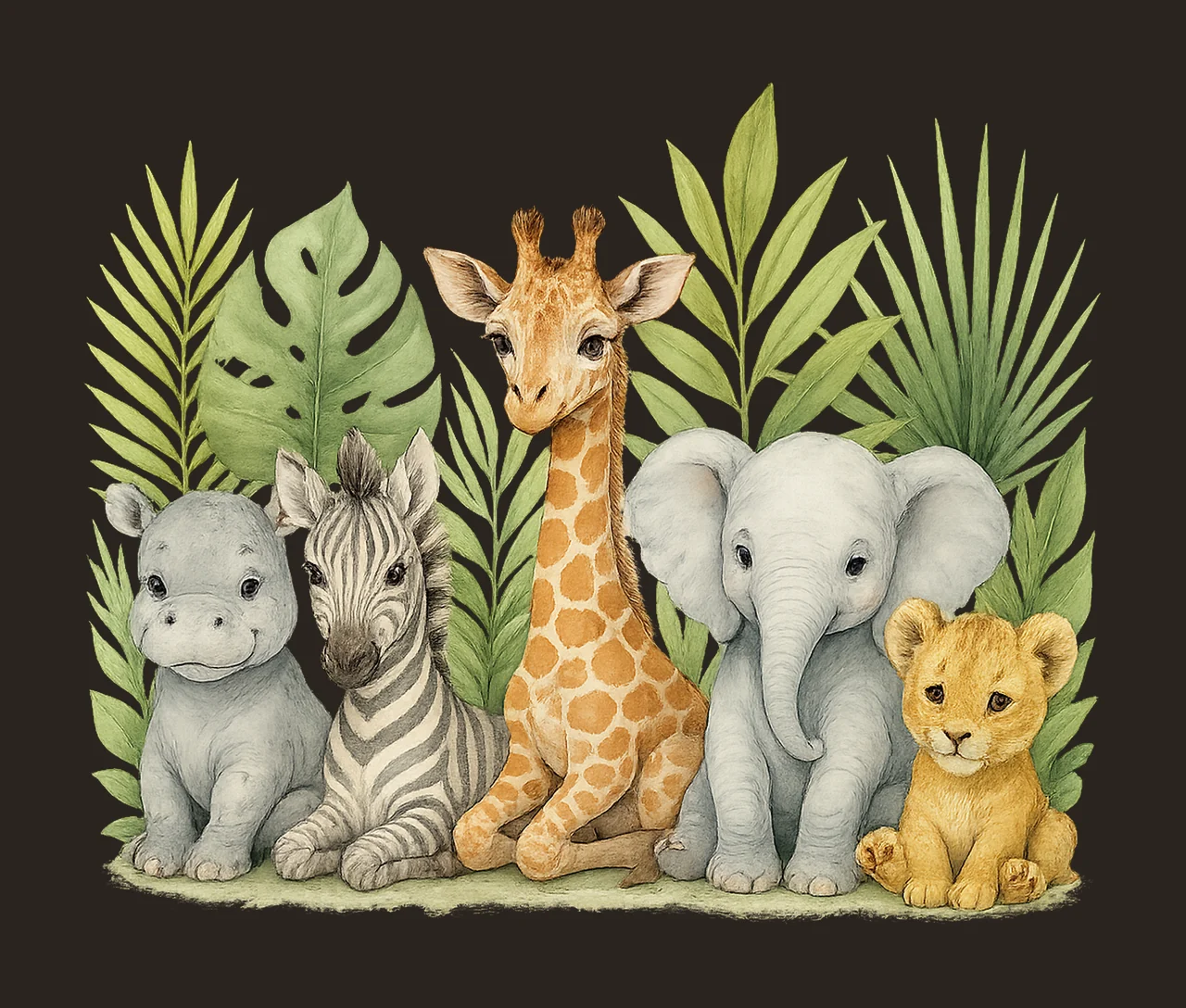 Tropical Jungle Safari Animals Baby Shower Invite Kids contrast preview thumbnail