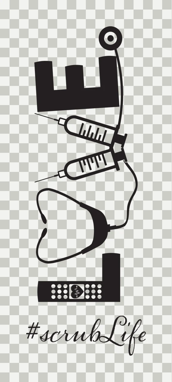 Medical Love Scrublife Themed Text Art stethoscope syringes transparency and detail preview thumbnail