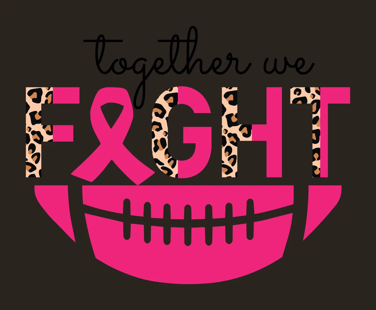 Awareness Together We Fight Football Design standing ribbon contrast preview thumbnail