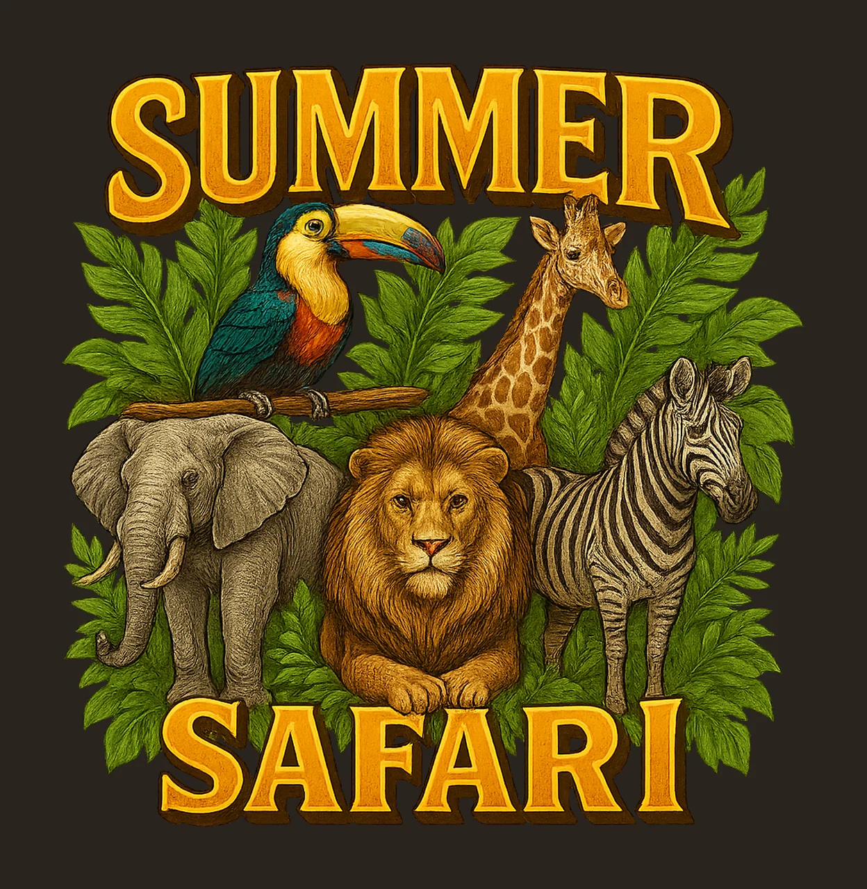 Summer Safari Animals Sublimation Jungle Adventure Design contrast preview thumbnail