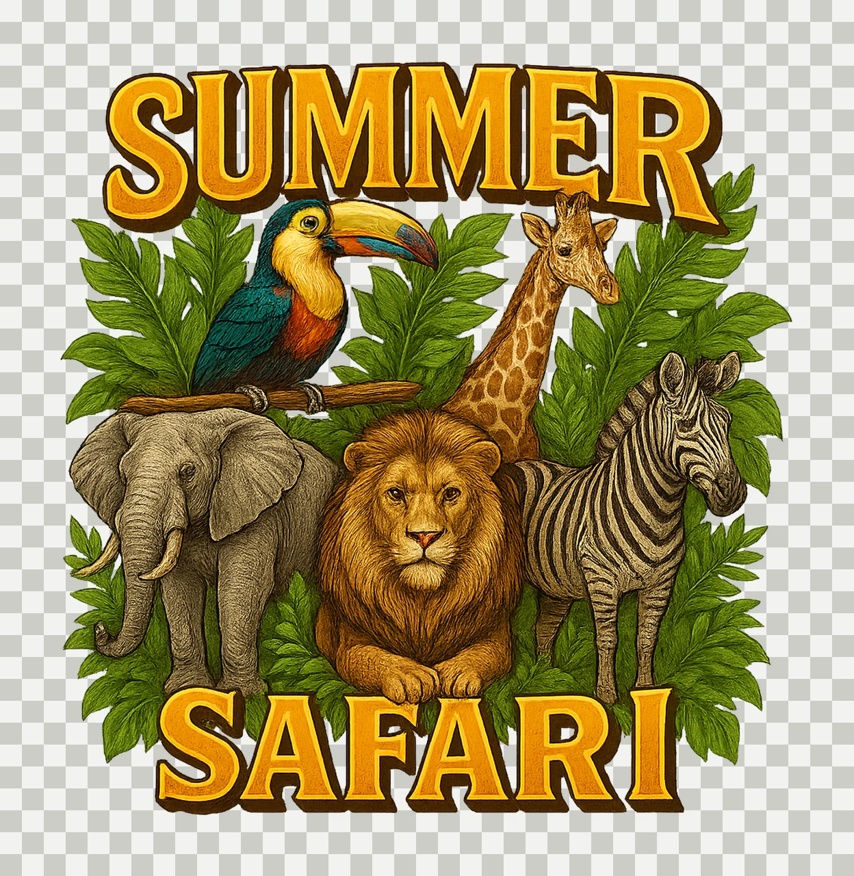 Summer Safari Animals Sublimation Jungle Adventure Design transparency and detail preview thumbnail