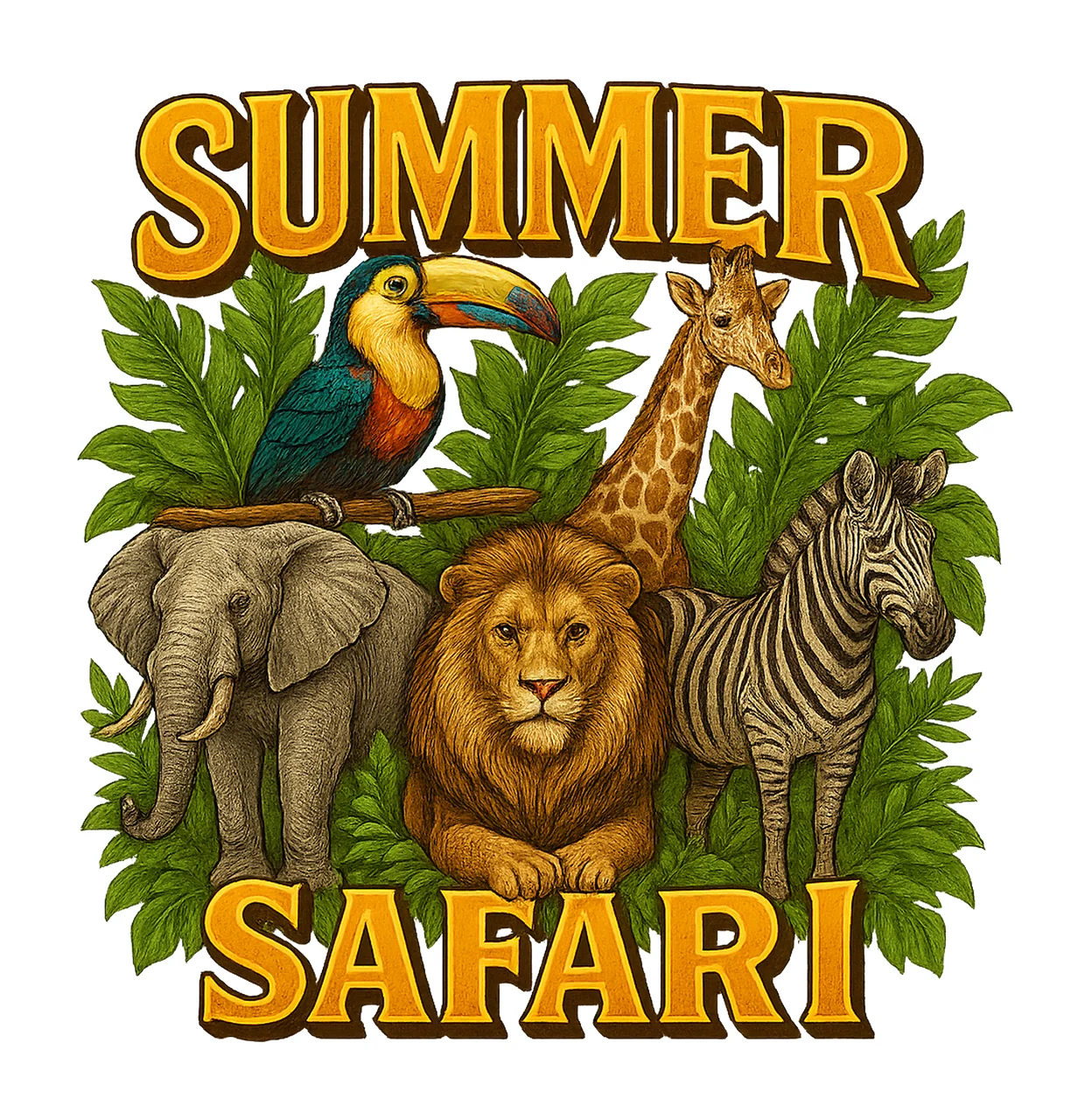 Summer Safari Animals Sublimation Jungle Adventure Design
