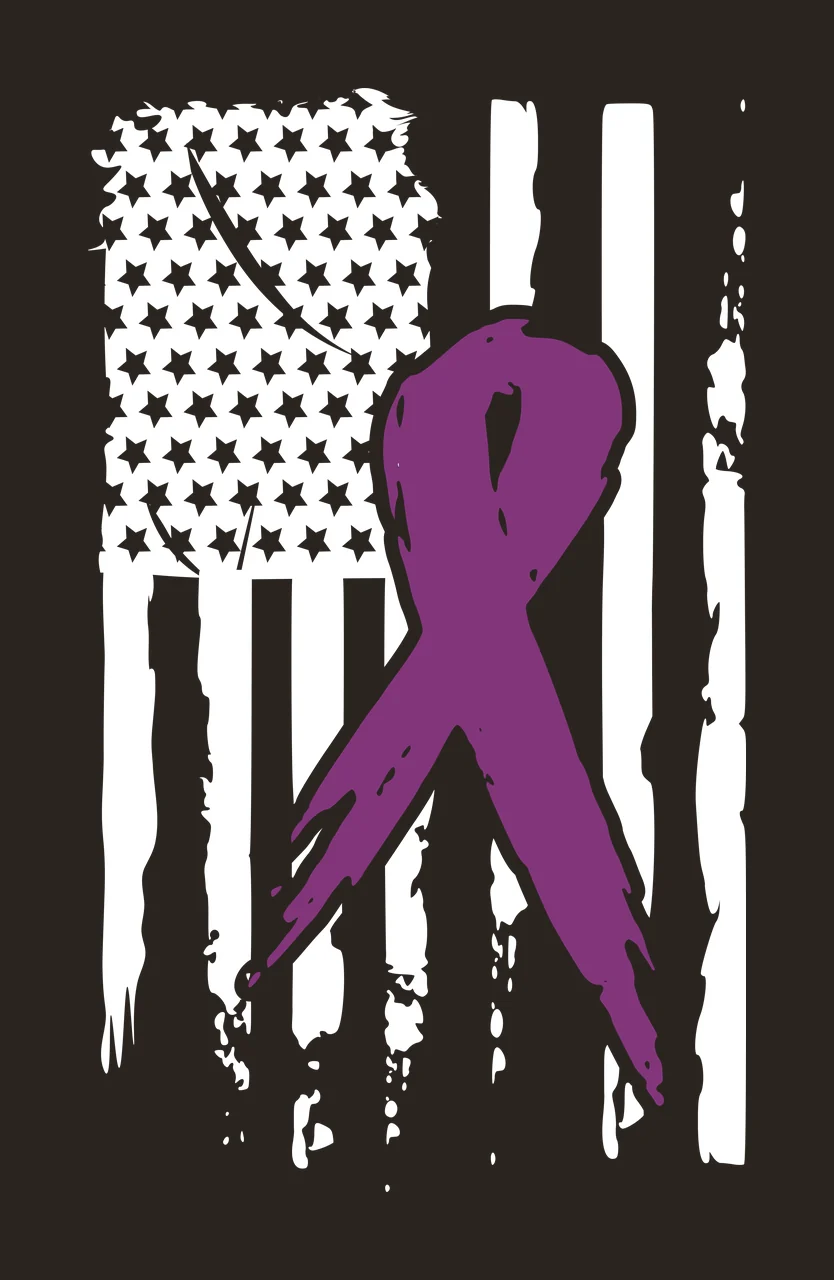 Distressed American Flag With Awareness Ribbon stars stripes contrast preview thumbnail