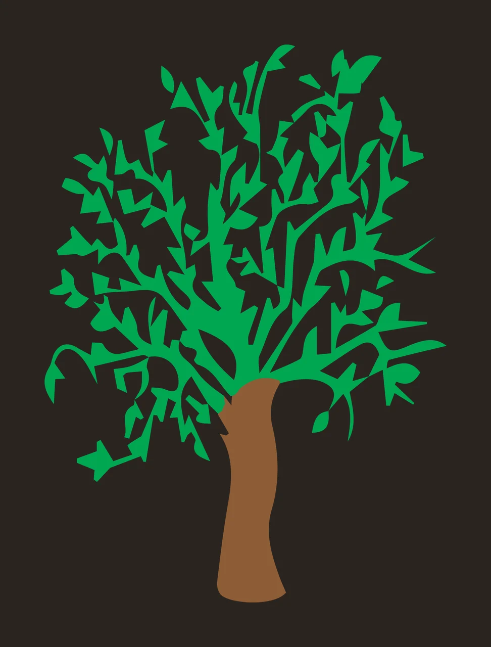 Black Silhouette Tree Abstract Shape leaves branches trunk contrast preview thumbnail