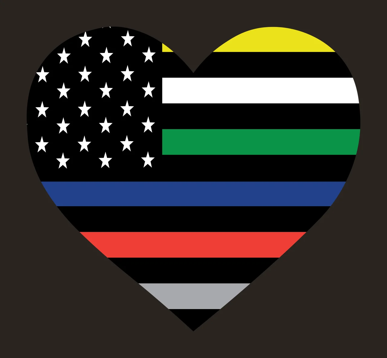 American flag variation Illustration with stars, horizontal stripes, thin blue line and thin red line in black contrast preview thumbnail