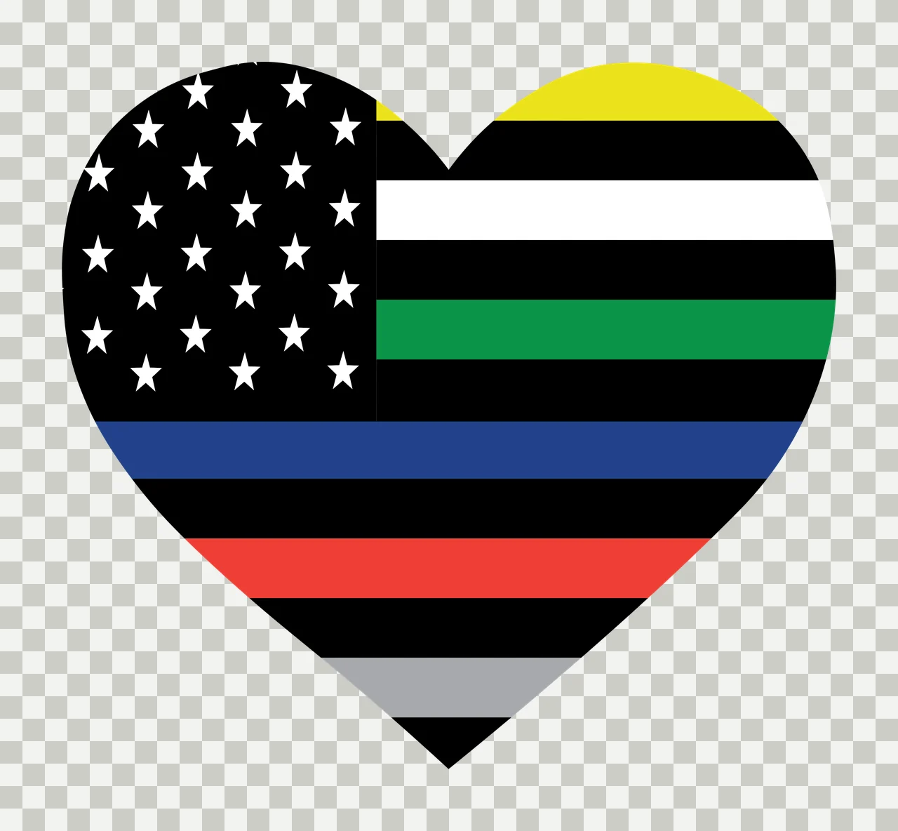 American flag variation Illustration with stars, horizontal stripes, thin blue line and thin red line in black transparency and detail preview thumbnail