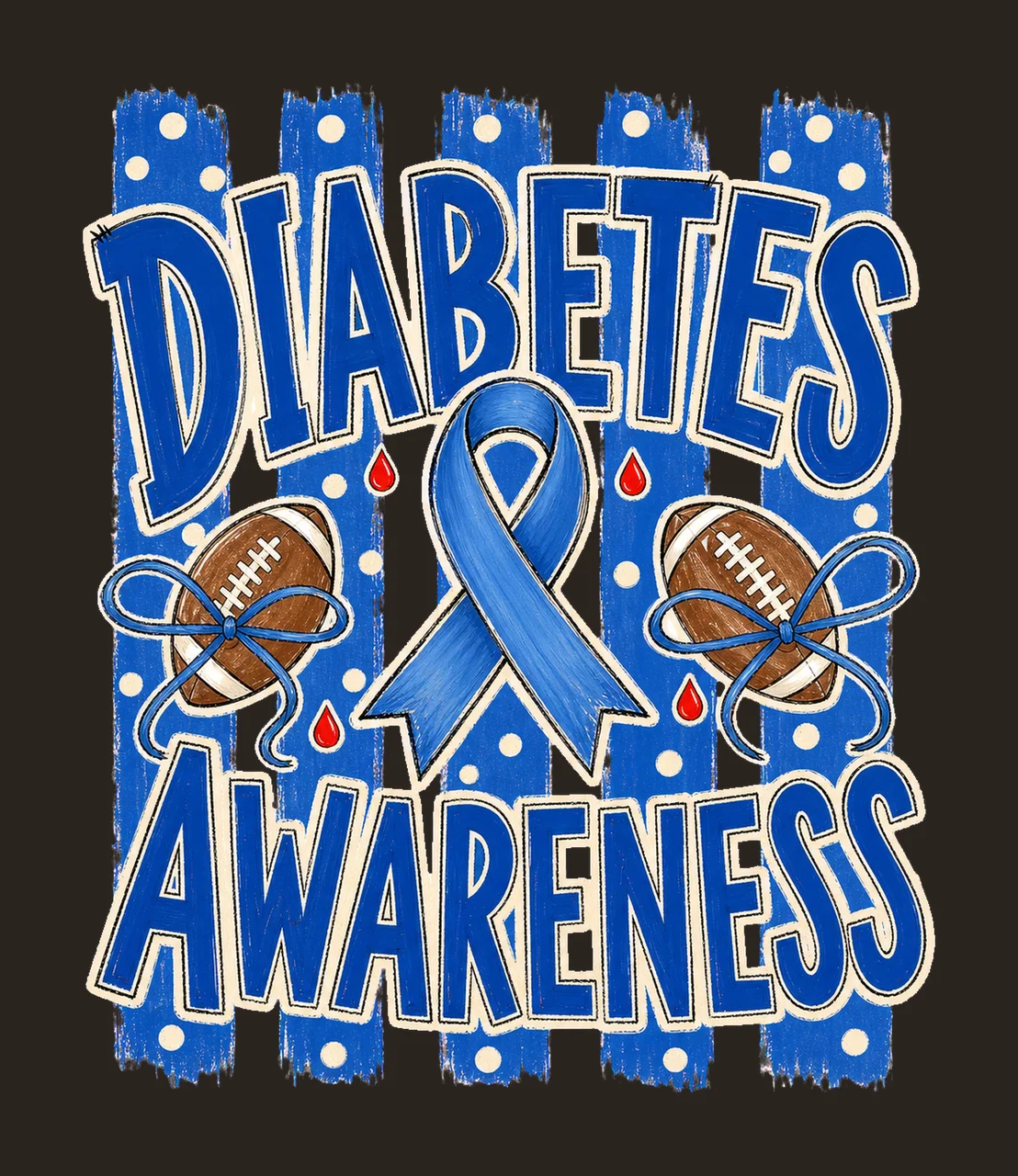 Preppy Football Diabetes Awareness Blue bundle 01 contrast preview thumbnail
