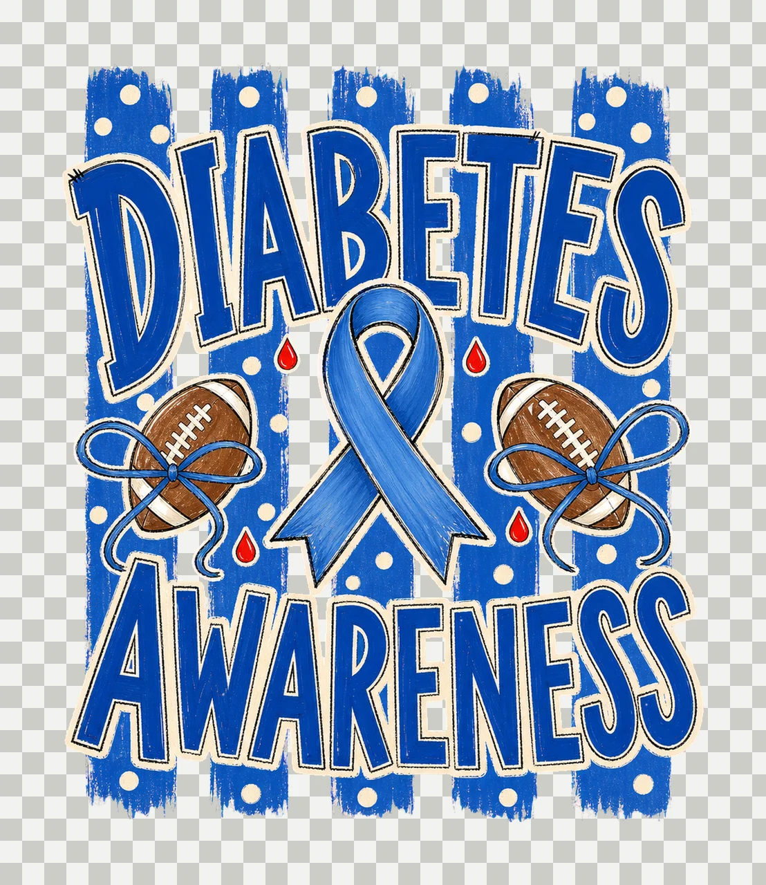 Preppy Football Diabetes Awareness Blue bundle 01 transparency and detail preview thumbnail