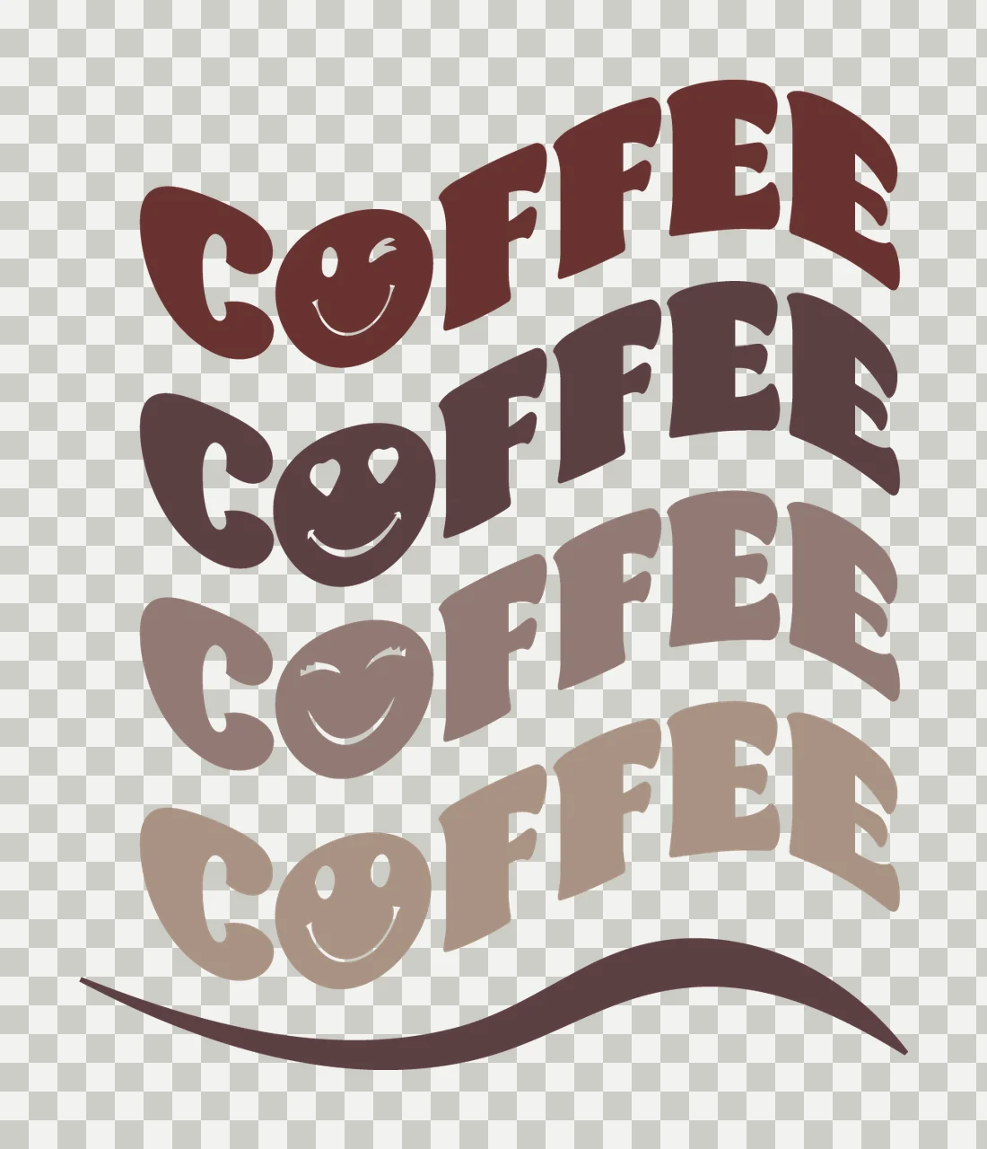 Can Glass Wrap Coffee Wavy Text With Smiley wave face letters transparency and detail preview thumbnail