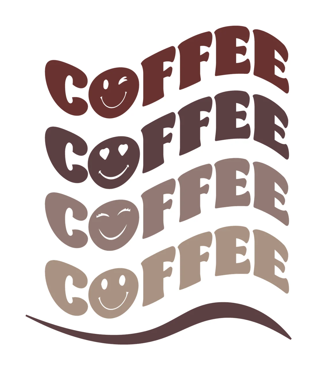 Can Glass Wrap Coffee Wavy Text With Smiley wave face letters