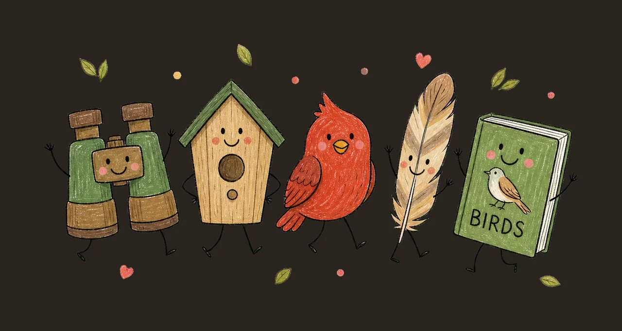 Bird Watching Doodle Crew Cute Birdwatcher Variation C contrast preview thumbnail