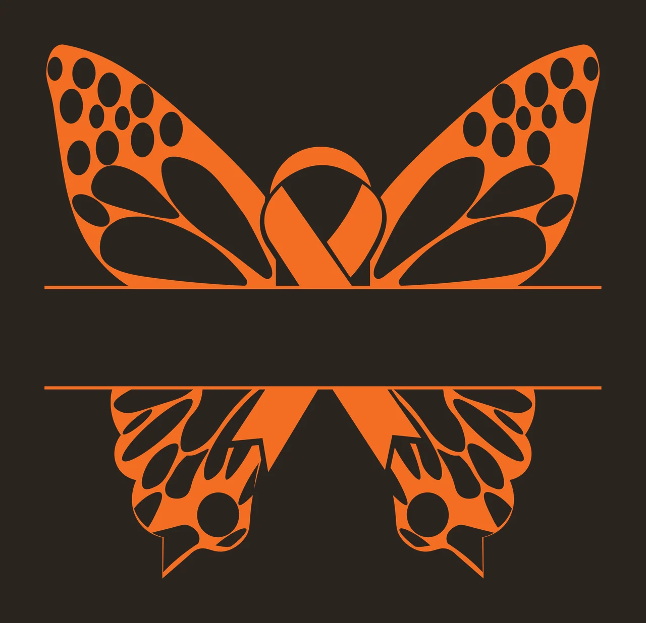 Awareness Butterfly Wings With Central Ribbon stationary silhouette contrast preview thumbnail