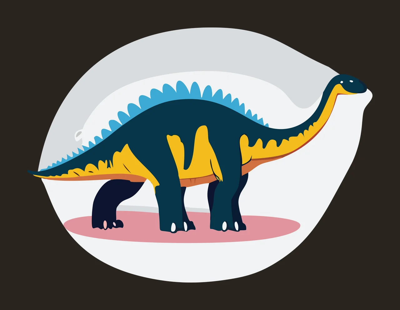 Dinosaur Inside A Black Oval standing ground silhouette white contrast preview thumbnail