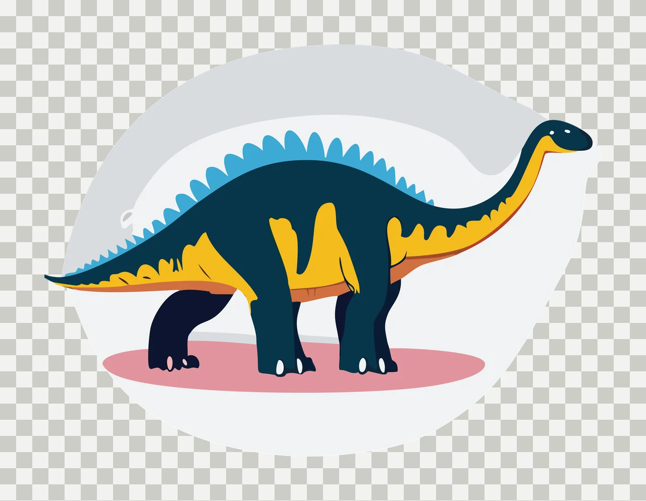 Dinosaur Inside A Black Oval standing ground silhouette white transparency and detail preview thumbnail