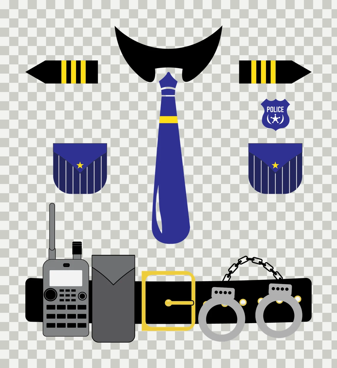 Tie And Belt Equipment Silhouettes arrows shield radio handcuffs transparency and detail preview thumbnail