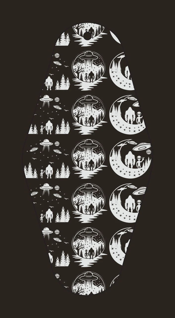 Classic Motel Keychain Abstract Geometric Bigfoot Alien Repeating contrast preview thumbnail