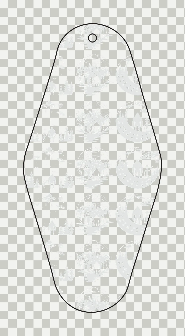 Classic Motel Keychain Abstract Geometric Bigfoot Alien Repeating transparency and detail preview thumbnail