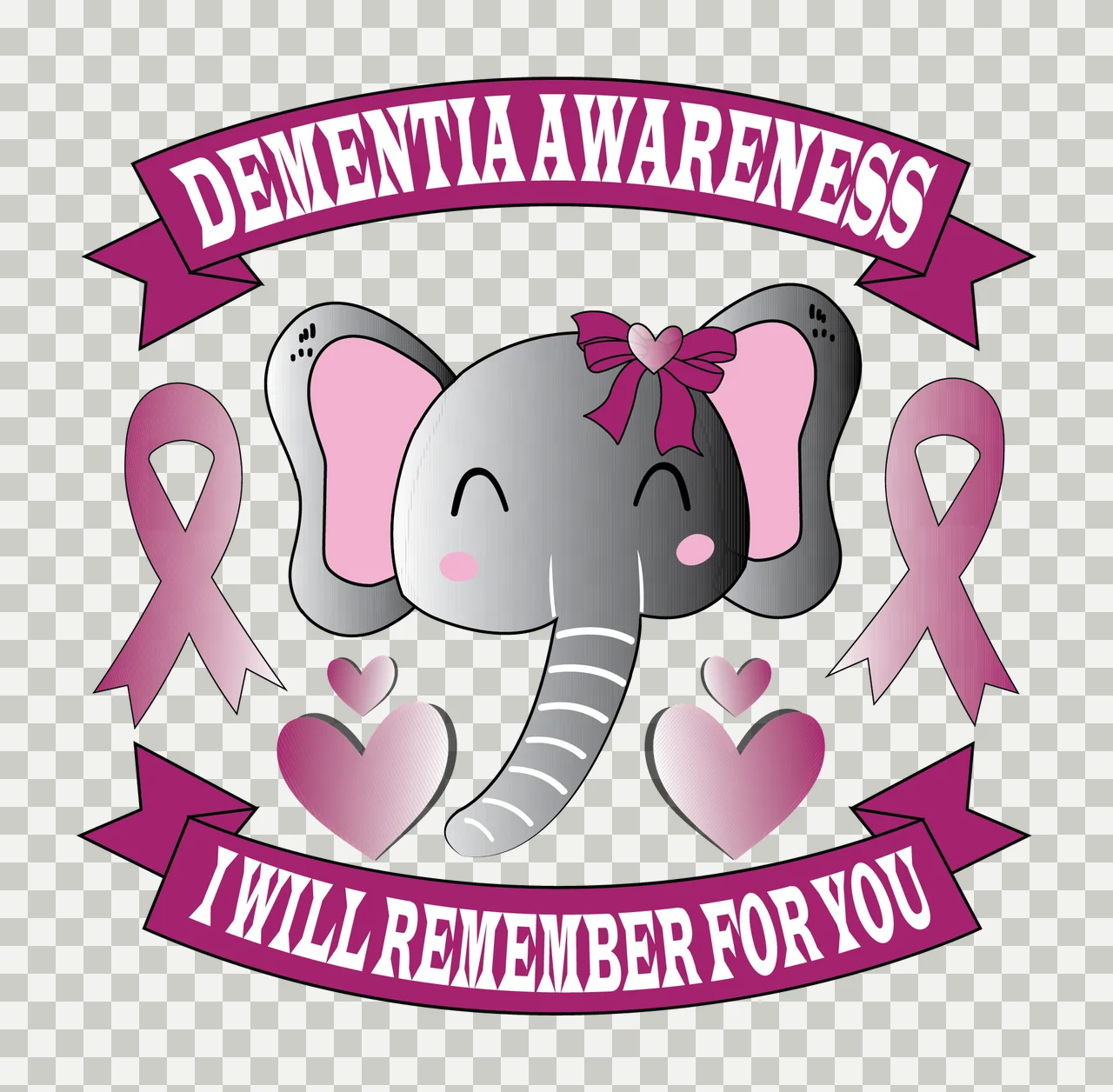 Elephant Graphic With Bow And Ribbons displayed ribbon heart transparency and detail preview thumbnail