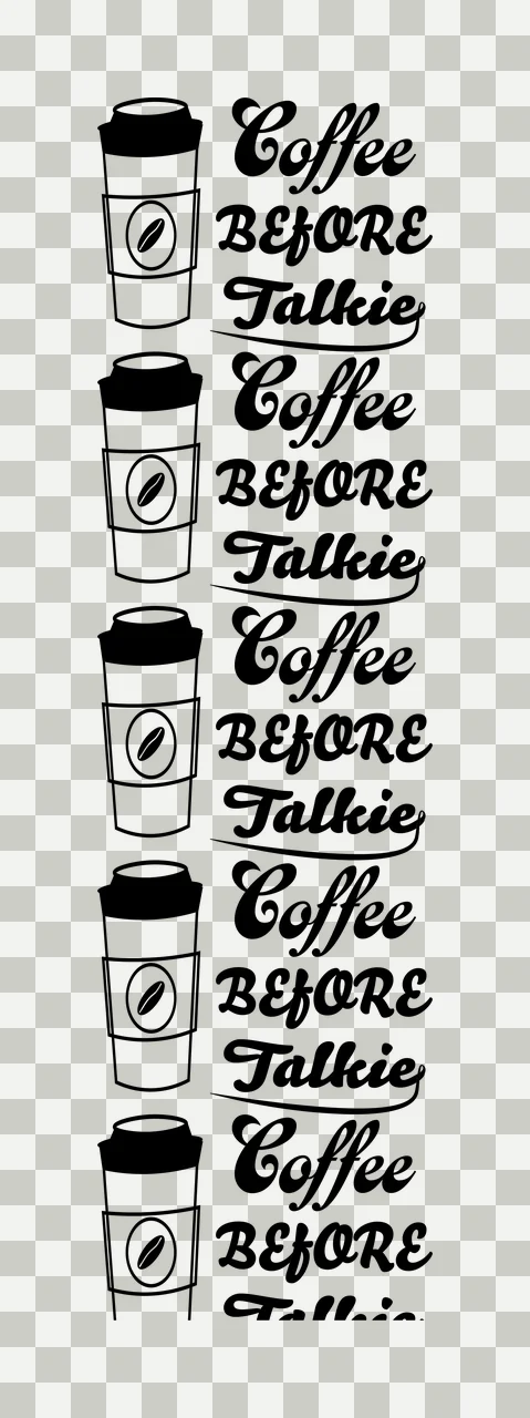Coffee Before Talkie With Cups lined up five beans graphic line art transparency and detail preview thumbnail