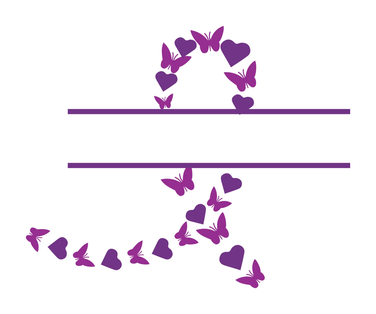 Monogram Frame Decorating With Butterflies And Hearts