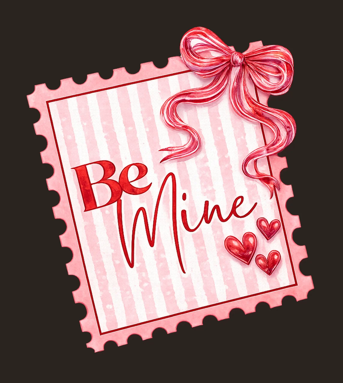 Coquette Valentines Postage Stamp Be Mine Heart Design contrast preview thumbnail
