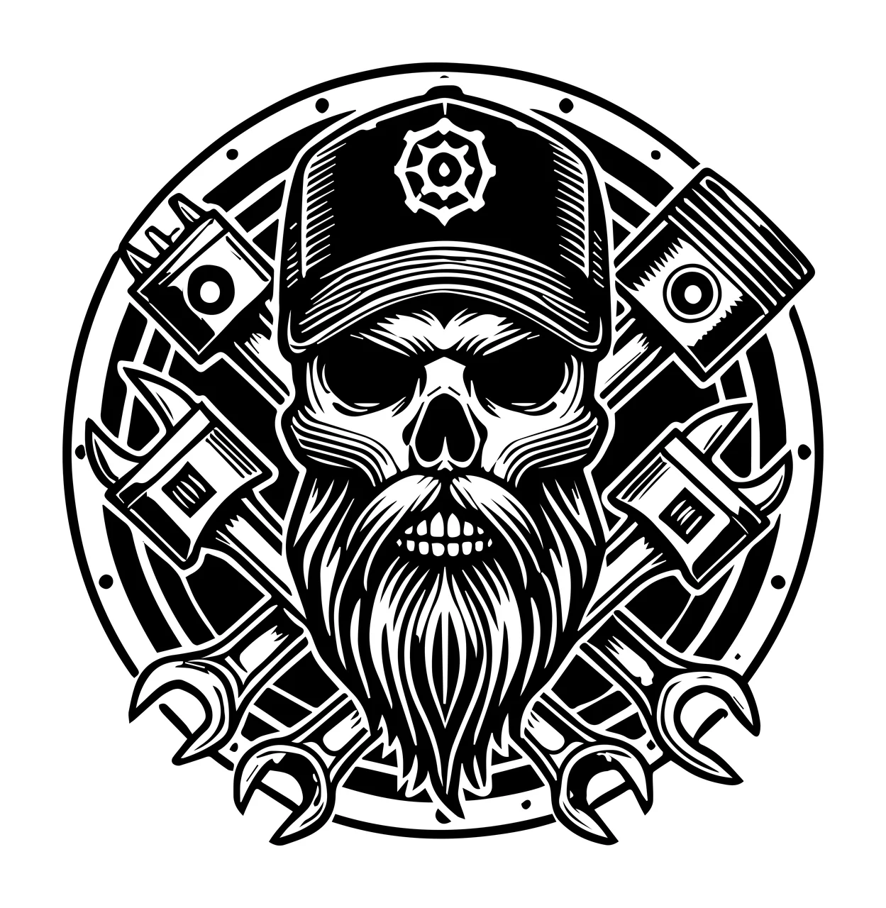 Mechanic Skull And Wrench Mechanics Emblem human wearing cap