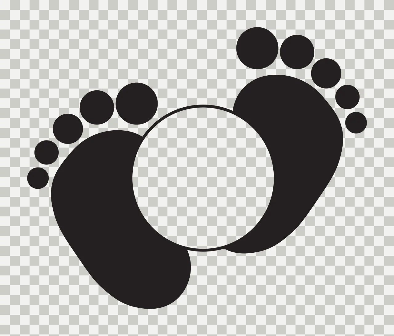 Feet Black Baby With White Circle footprints symbol 1 2 F16 BIG transparency and detail preview thumbnail