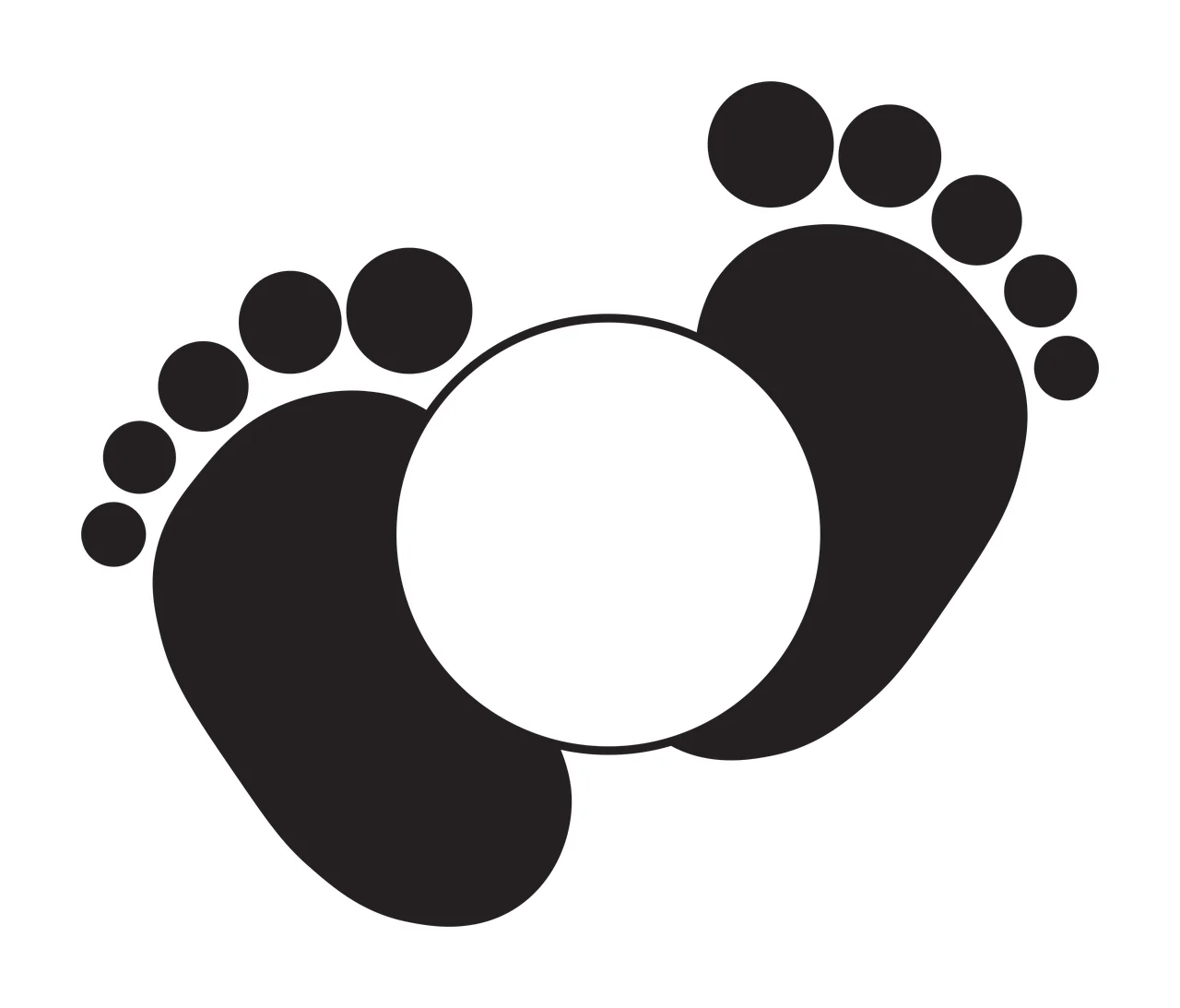 Feet Black Baby With White Circle footprints symbol 1 2 F16 BIG