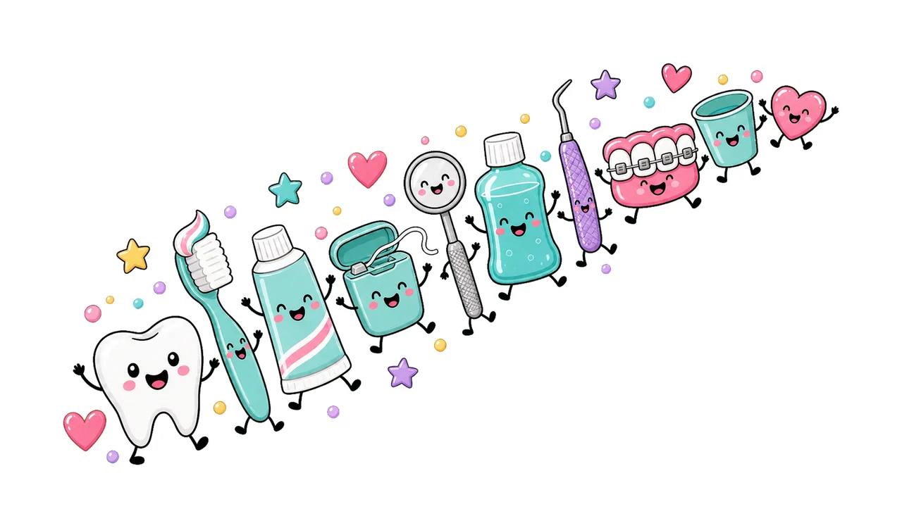 Dentist Doodle Cute Dental Characters Design Variation A