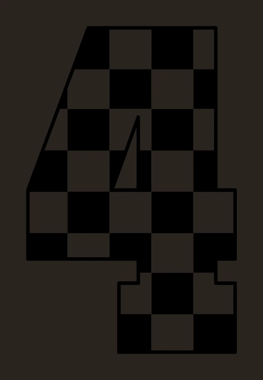 4 Number Four With A Black And White checkerboard pattern digit contrast preview thumbnail