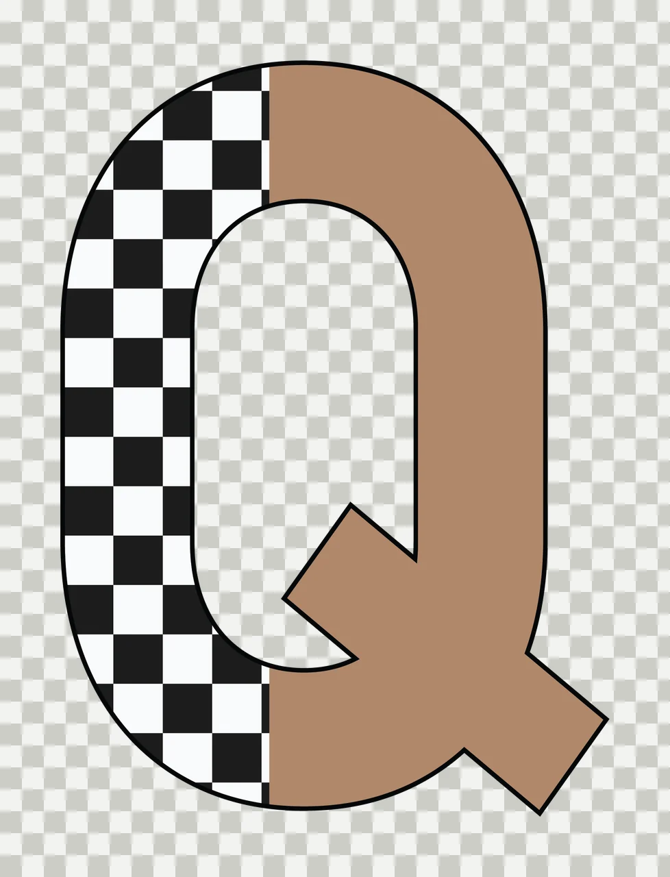 Can Glass Wrap Q Letter With Checkerboard Pattern transparency and detail preview thumbnail