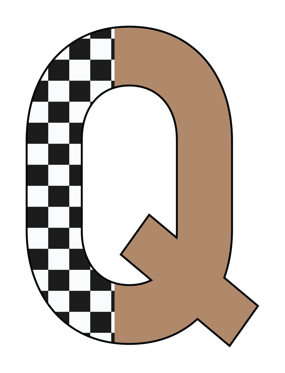 Can Glass Wrap Q Letter With Checkerboard Pattern