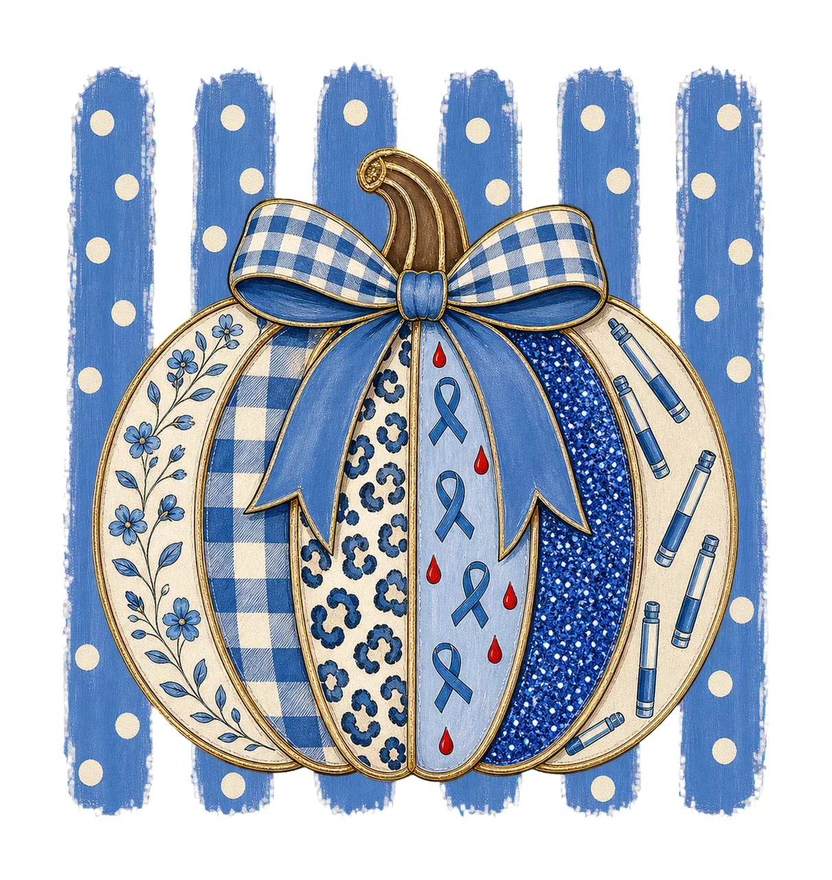 Diabetes Awareness Pumpkin Blue Coquette Variation A