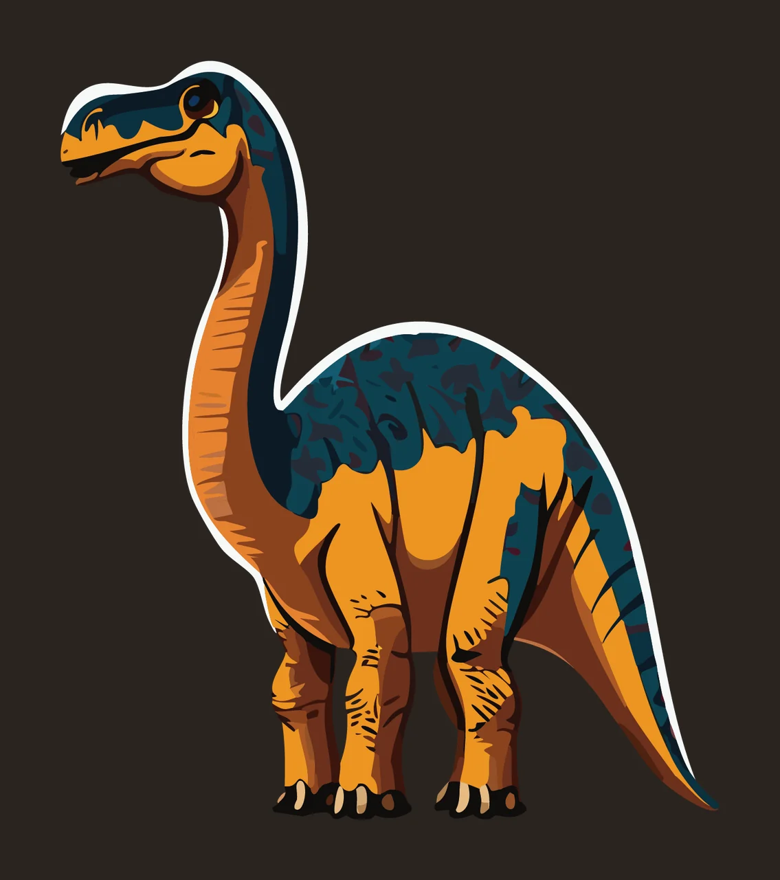 Dinosaur Long Neck Silhouette Standing line drawing black white contrast preview thumbnail
