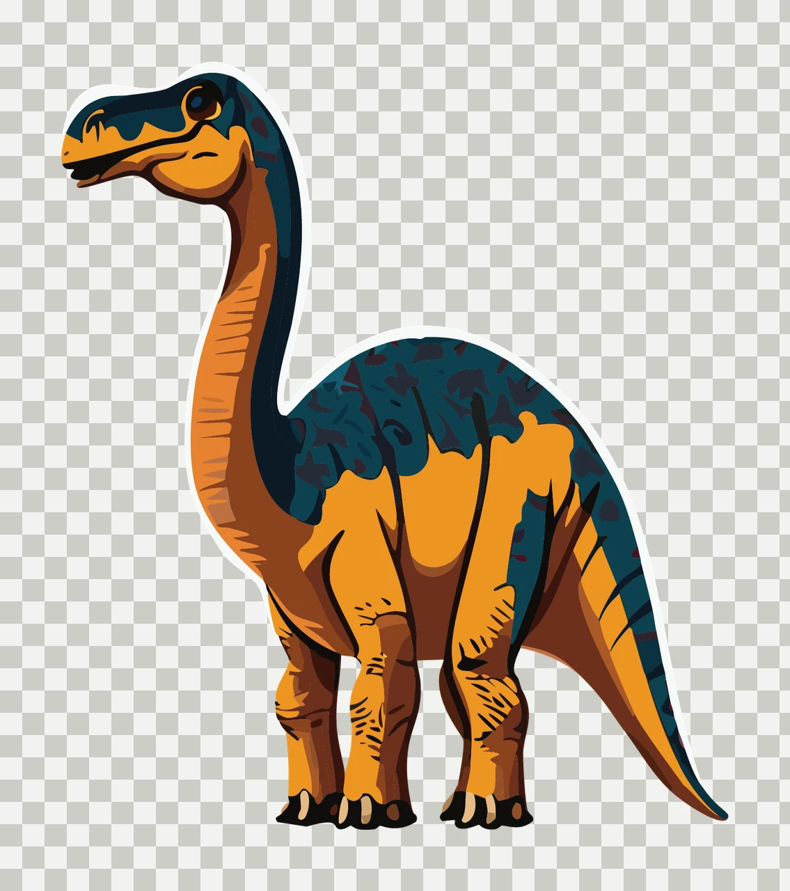 Dinosaur Long Neck Silhouette Standing line drawing black white transparency and detail preview thumbnail
