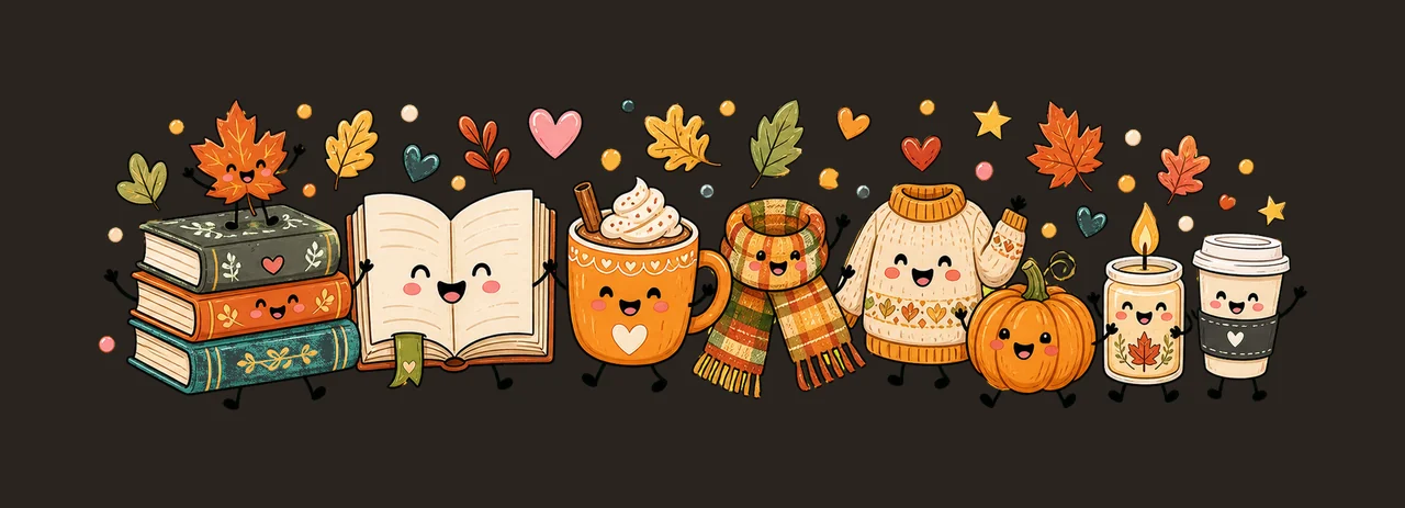 Cute Fall Book Characters Cozy Autumn Reading Variation E contrast preview thumbnail
