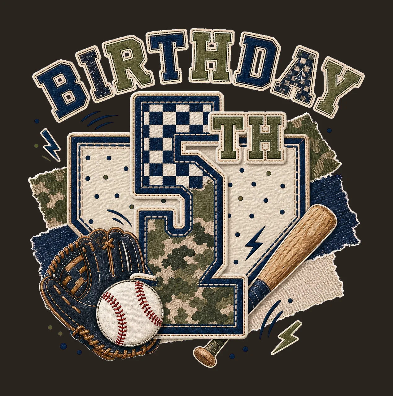 Star Camo Baseball Birthday age 05 contrast preview thumbnail