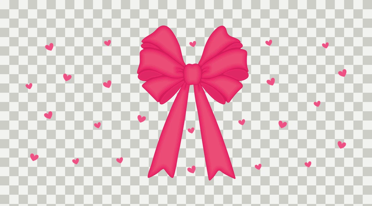 Bow Large Black With Tiny Hearts decorating ribbon heart pattern transparency and detail preview thumbnail