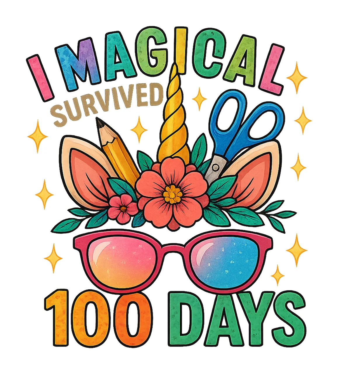 Magically Survived 100 Days Unicorn 100 Days of School
