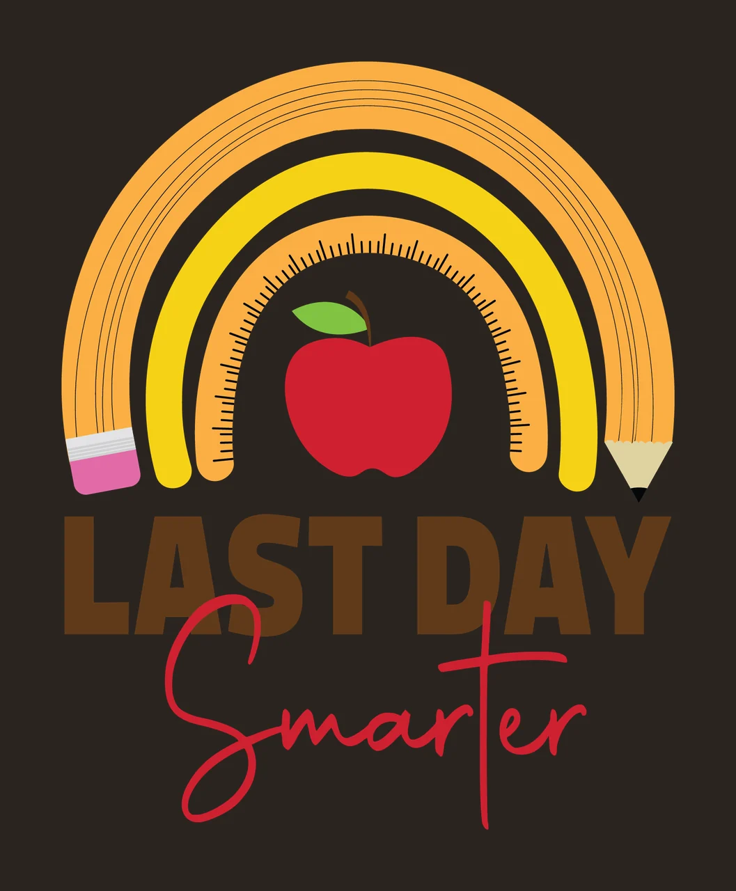 Last Day Smarter Rainbow Apple Graphic black white typography contrast preview thumbnail