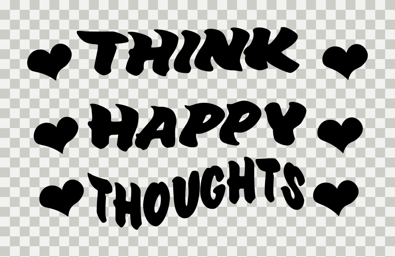 Can Glass Wrap Think Happy Thoughts With Hearts written black transparency and detail preview thumbnail