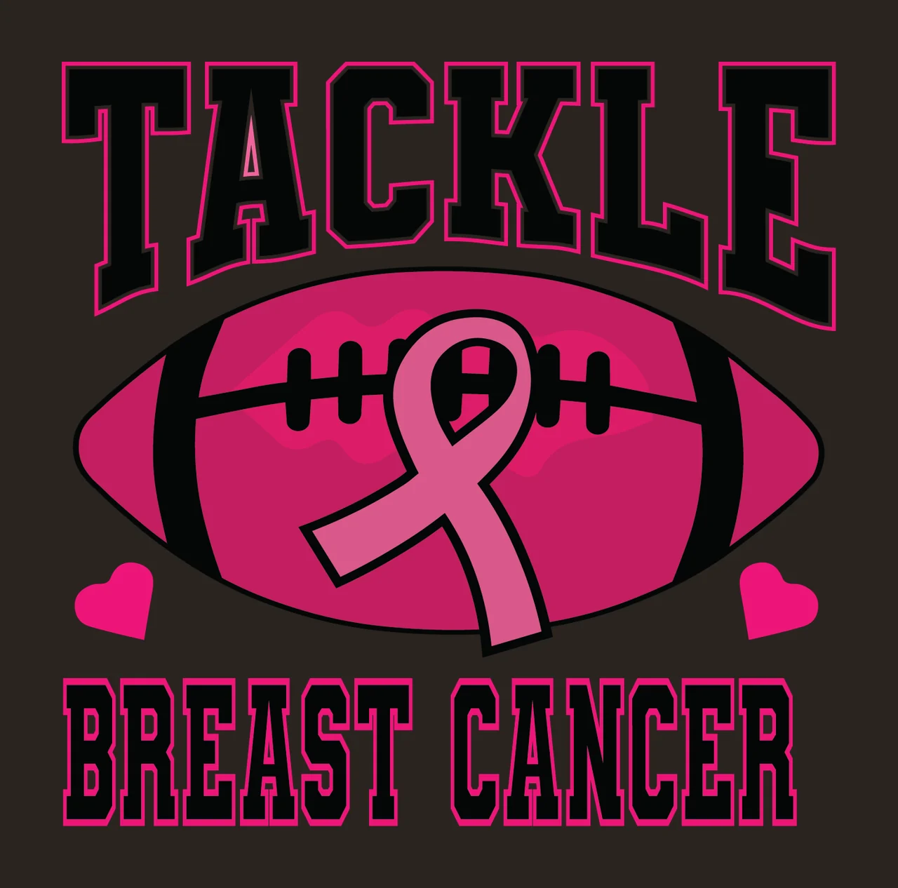 Tackle Breast Cancer Typography With Football awareness promoting contrast preview thumbnail