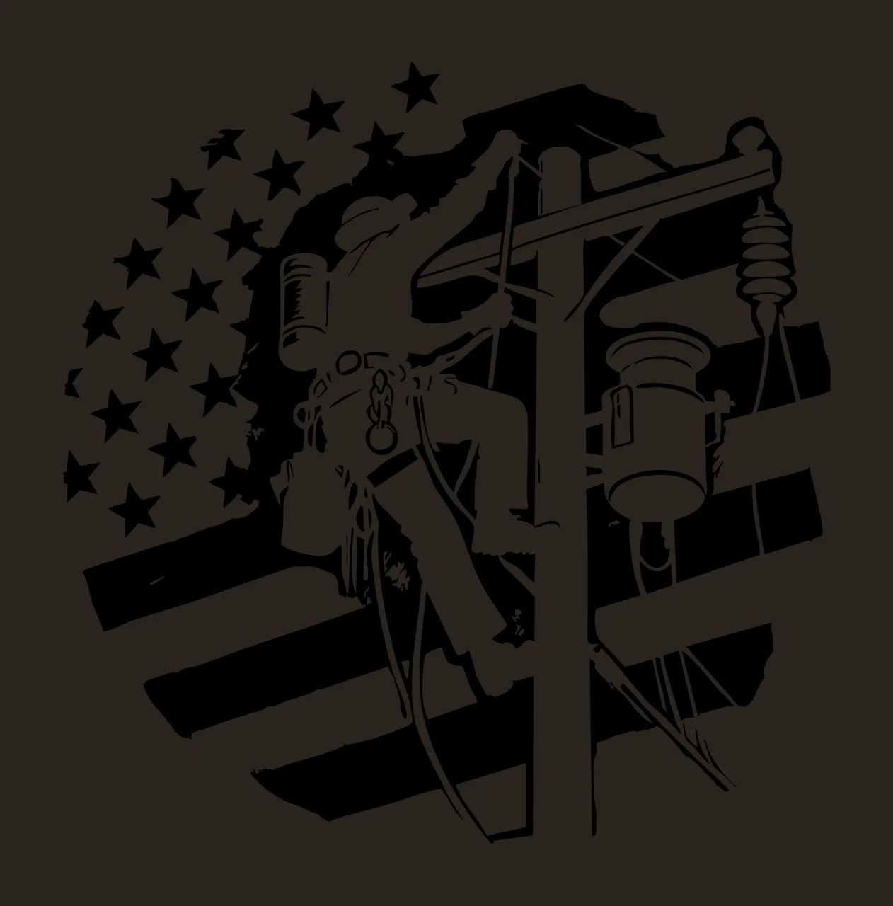 Line Linework Electrician On Pole Graphic lineworker utility contrast preview thumbnail