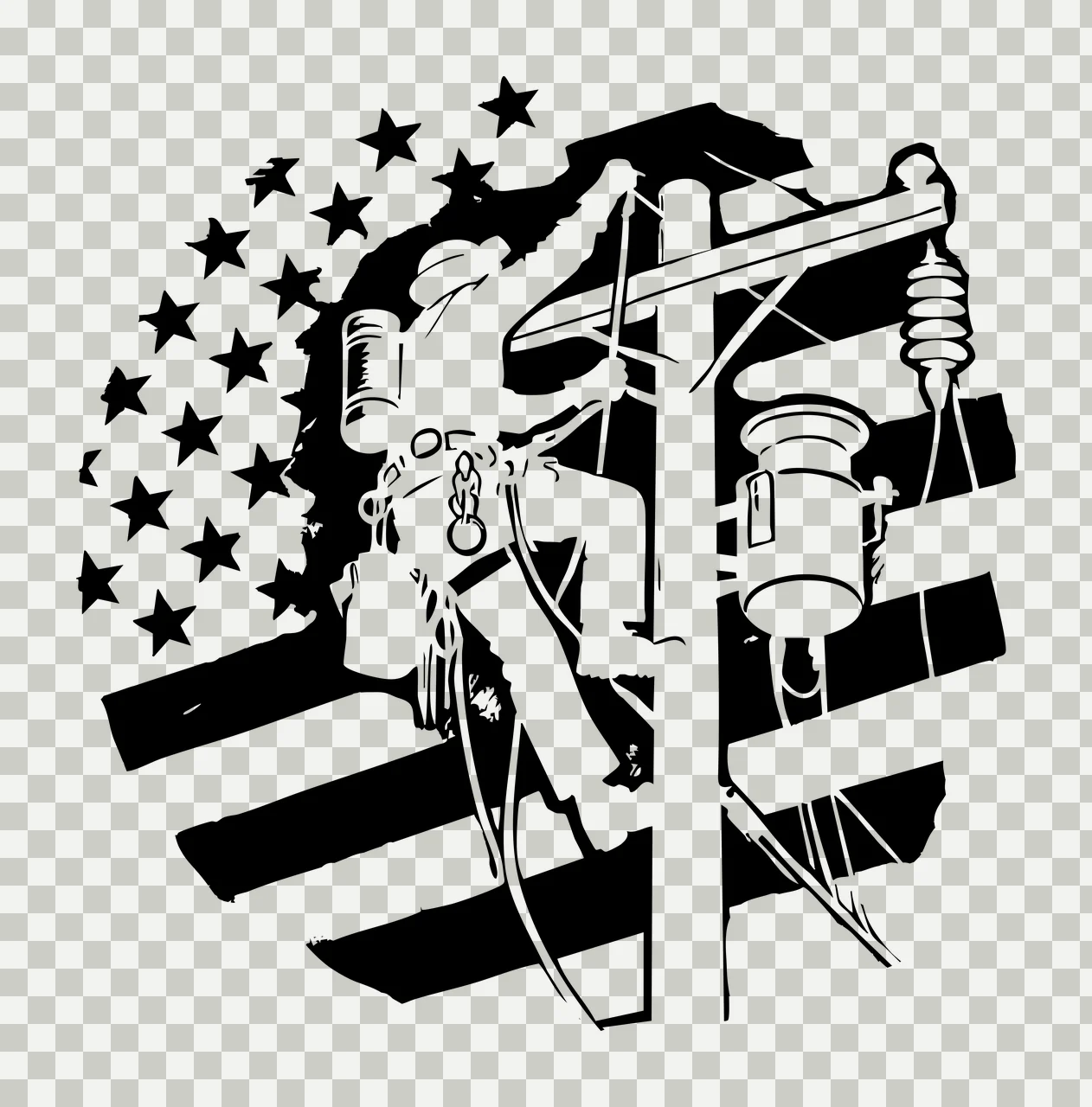 Line Linework Electrician On Pole Graphic lineworker utility transparency and detail preview thumbnail