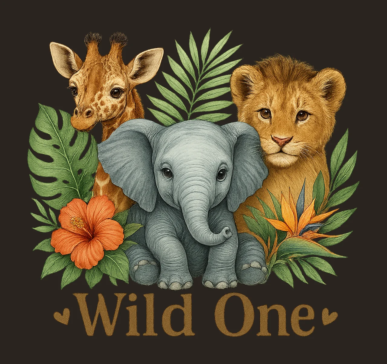 Wild One Sublimation Design 1st Birthday Safari Animals contrast preview thumbnail